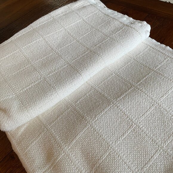 Ralph Lauren 100% Cotton King Size Textured Weave White Blanket, Cozy, Warm - Picture 4 of 11
